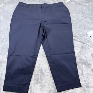 Talbots Perfect Crop Pants Navy Blue Size 22W Slim Leg Cropped Waistband